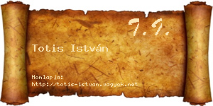 Totis István névjegykártya